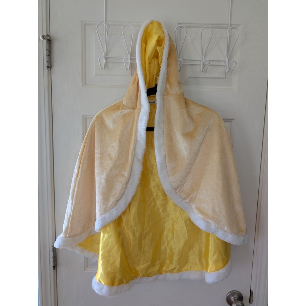 Yellow Faux Fur Hooded Cape Child Size 130 Ghandigram Costume Cloak Princess...